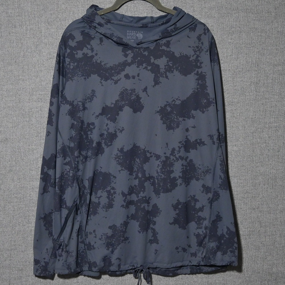 Mountain Hardwear Crater Lake Sun Hoodie Womens 1X Camo Gray Blue